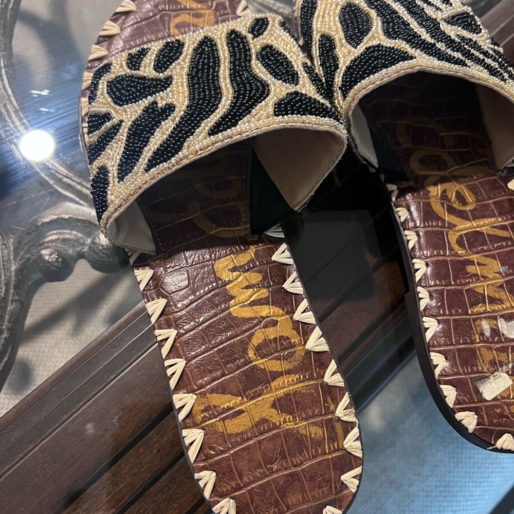 Sam Edelman sandals beautiful zebra beads detail used gently true to size - Picture 7 of 17